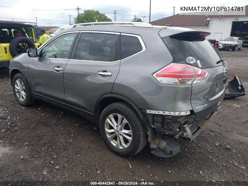 2016 Nissan Rogue Sv VIN: KNMAT2MV1GP614781 Lot: 40442947