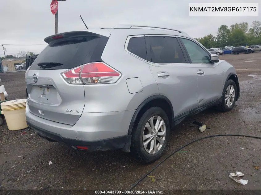 2016 Nissan Rogue Sv VIN: KNMAT2MV8GP617175 Lot: 40443799