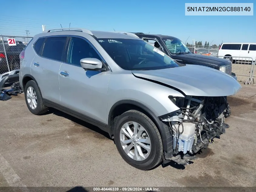 2016 Nissan Rogue Sv VIN: 5N1AT2MN2GC888140 Lot: 40446339