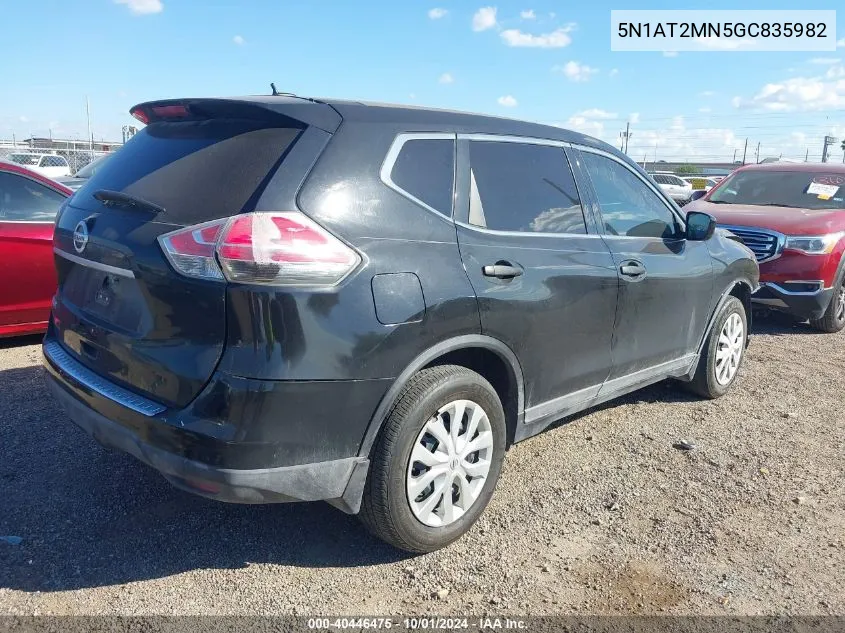 2016 Nissan Rogue S/Sl/Sv VIN: 5N1AT2MN5GC835982 Lot: 40446475