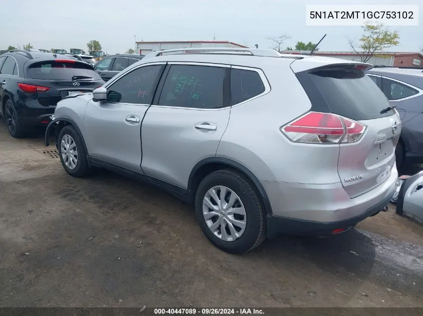 2016 Nissan Rogue S/Sl/Sv VIN: 5N1AT2MT1GC753102 Lot: 40447089