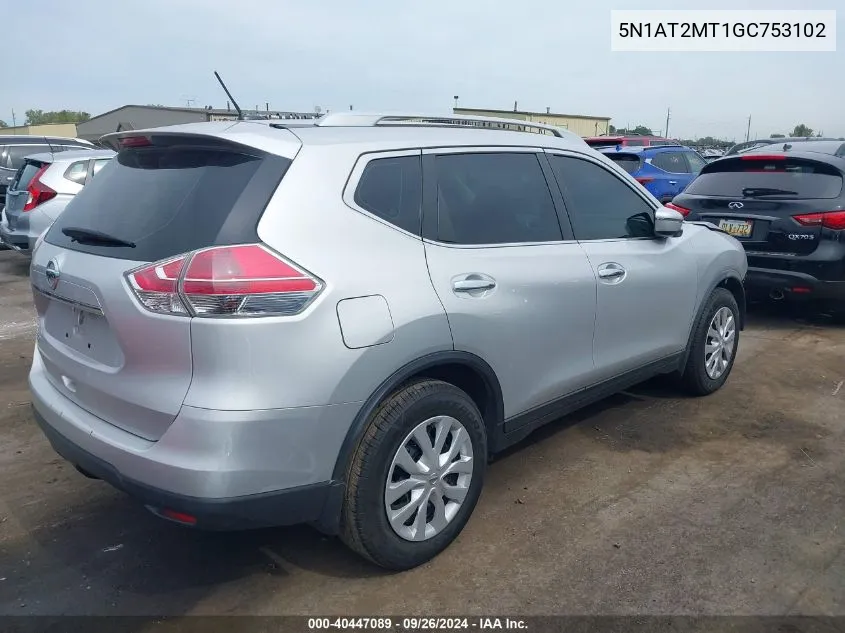 2016 Nissan Rogue S/Sl/Sv VIN: 5N1AT2MT1GC753102 Lot: 40447089