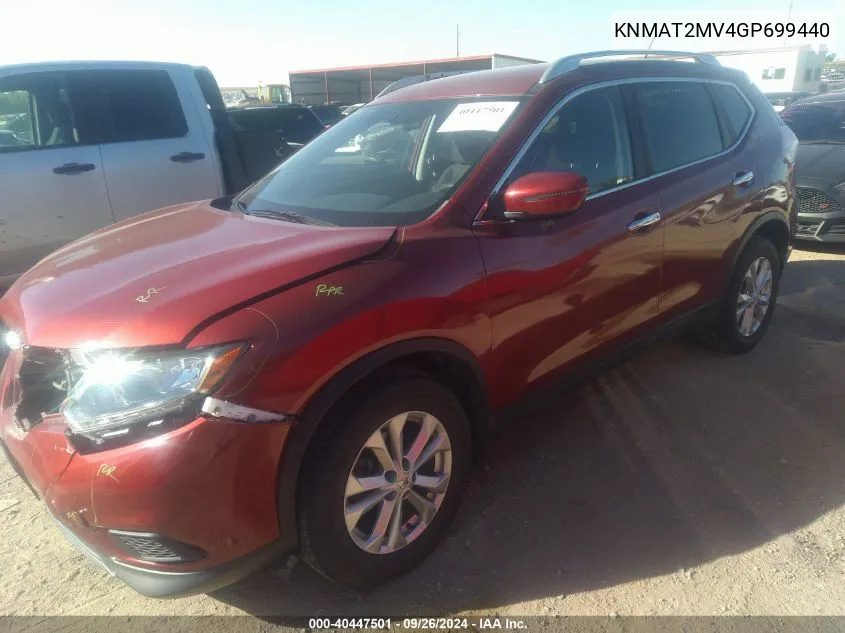 2016 Nissan Rogue S/Sl/Sv VIN: KNMAT2MV4GP699440 Lot: 40447501