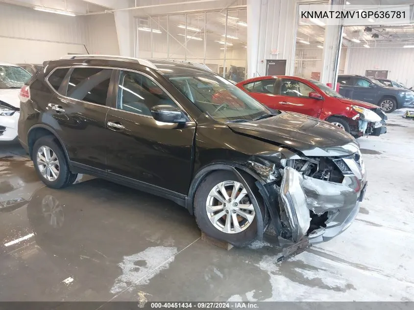 2016 Nissan Rogue Sv VIN: KNMAT2MV1GP636781 Lot: 40451434