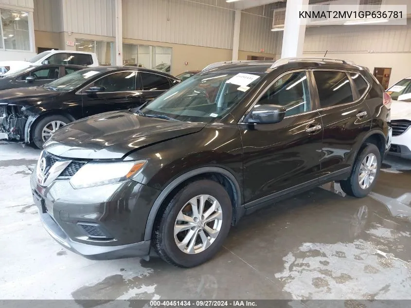 2016 Nissan Rogue Sv VIN: KNMAT2MV1GP636781 Lot: 40451434