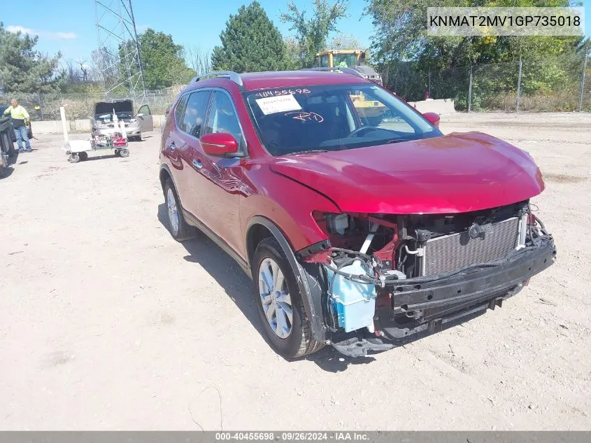 2016 Nissan Rogue Sv VIN: KNMAT2MV1GP735018 Lot: 40455698