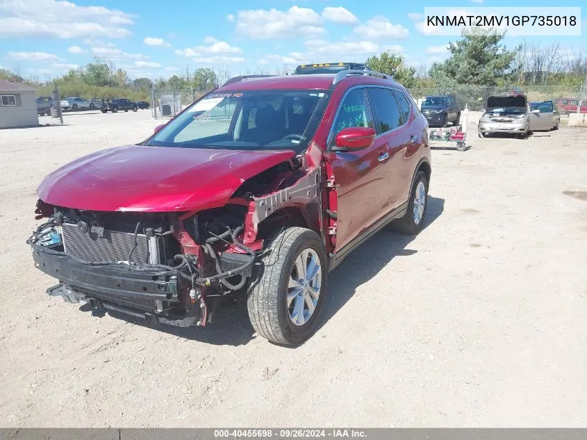 2016 Nissan Rogue Sv VIN: KNMAT2MV1GP735018 Lot: 40455698