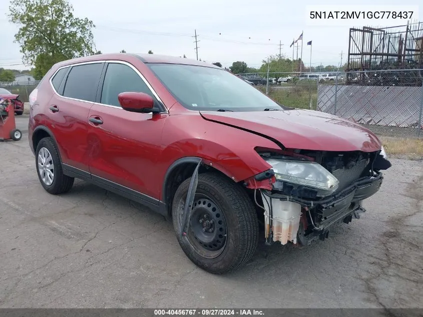 2016 Nissan Rogue S/Sl/Sv VIN: 5N1AT2MV1GC778437 Lot: 40456767