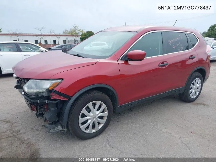 2016 Nissan Rogue S/Sl/Sv VIN: 5N1AT2MV1GC778437 Lot: 40456767