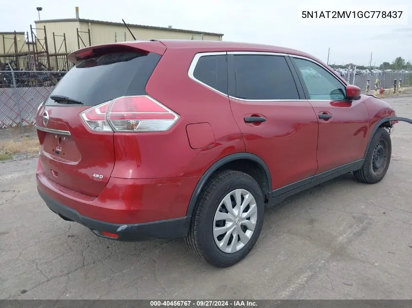 5N1AT2MV1GC778437 2016 Nissan Rogue S/Sl/Sv