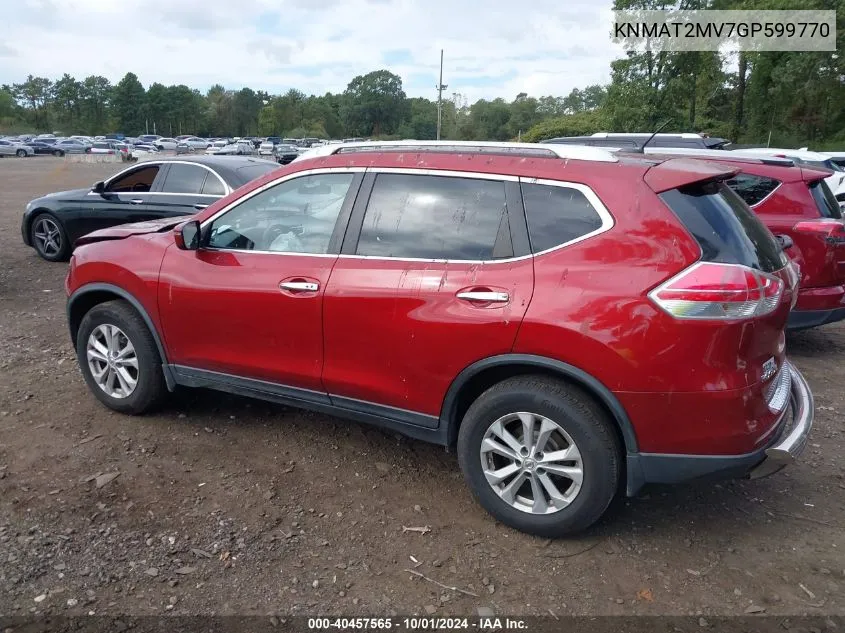 2016 Nissan Rogue Sv VIN: KNMAT2MV7GP599770 Lot: 40457565