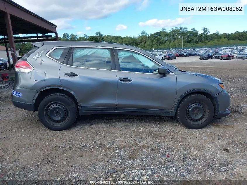 2016 Nissan Rogue S/Sl/Sv VIN: JN8AT2MT6GW008062 Lot: 40462150