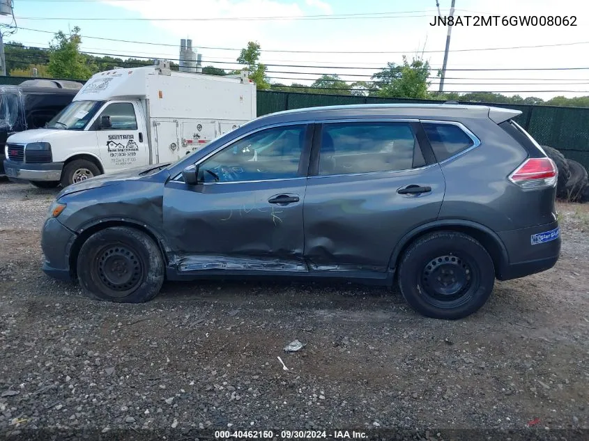 2016 Nissan Rogue S/Sl/Sv VIN: JN8AT2MT6GW008062 Lot: 40462150