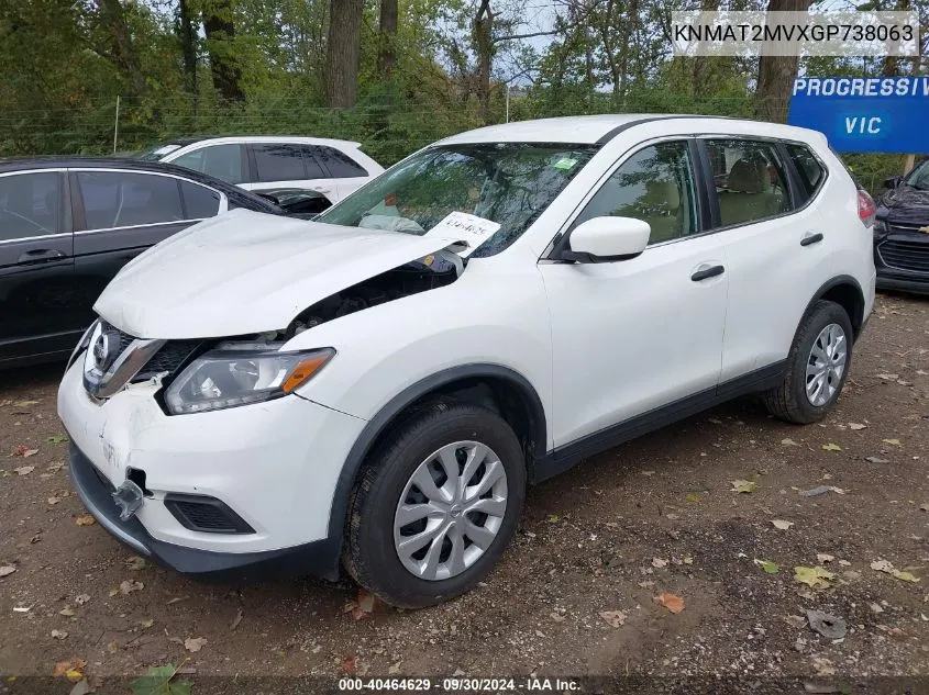 2016 Nissan Rogue S/Sl/Sv VIN: KNMAT2MVXGP738063 Lot: 40464629