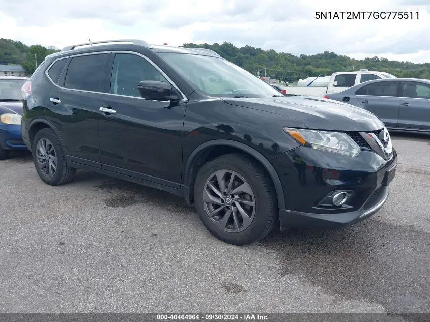 2016 Nissan Rogue S/Sl/Sv VIN: 5N1AT2MT7GC775511 Lot: 40464964