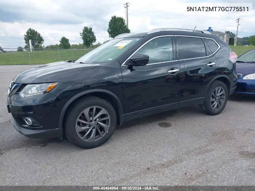 2016 Nissan Rogue S/Sl/Sv VIN: 5N1AT2MT7GC775511 Lot: 40464964