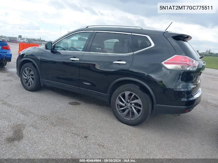 2016 Nissan Rogue S/Sl/Sv VIN: 5N1AT2MT7GC775511 Lot: 40464964