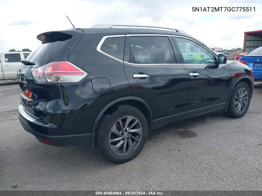 2016 Nissan Rogue S/Sl/Sv VIN: 5N1AT2MT7GC775511 Lot: 40464964