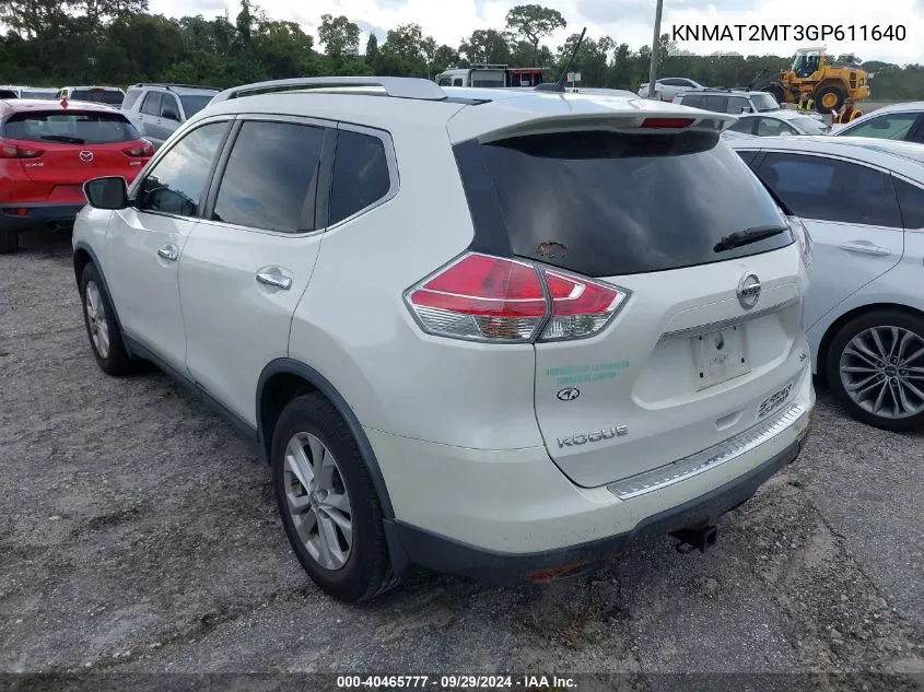 KNMAT2MT3GP611640 2016 Nissan Rogue S/Sl/Sv