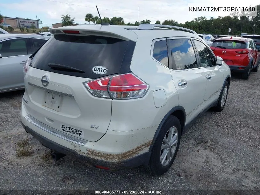 KNMAT2MT3GP611640 2016 Nissan Rogue S/Sl/Sv