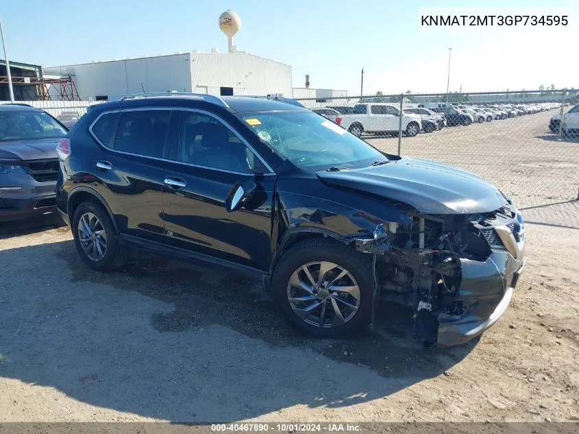 2016 Nissan Rogue S/Sl/Sv VIN: KNMAT2MT3GP734595 Lot: 40467890