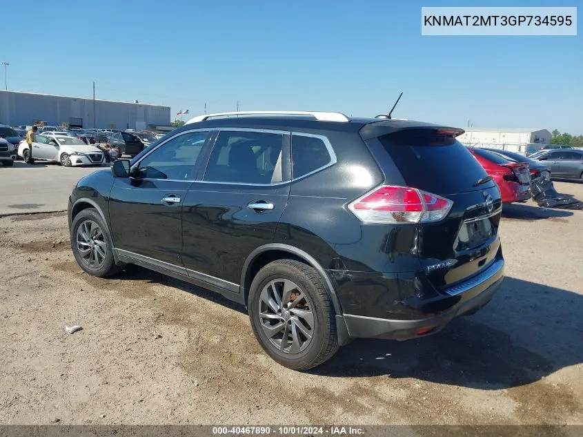 2016 Nissan Rogue S/Sl/Sv VIN: KNMAT2MT3GP734595 Lot: 40467890