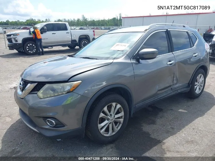 2016 Nissan Rogue S/Sl/Sv VIN: 5N1AT2MT5GC817089 Lot: 40471258