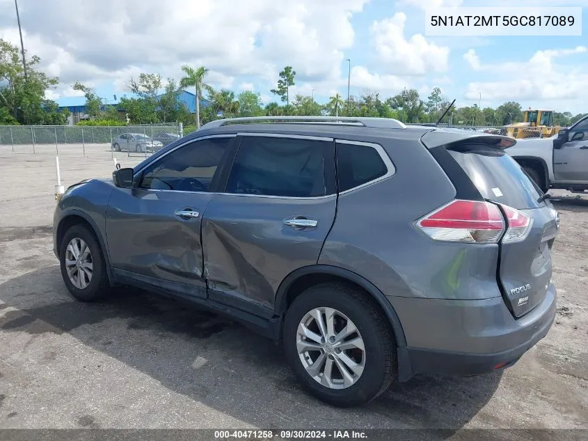 2016 Nissan Rogue S/Sl/Sv VIN: 5N1AT2MT5GC817089 Lot: 40471258