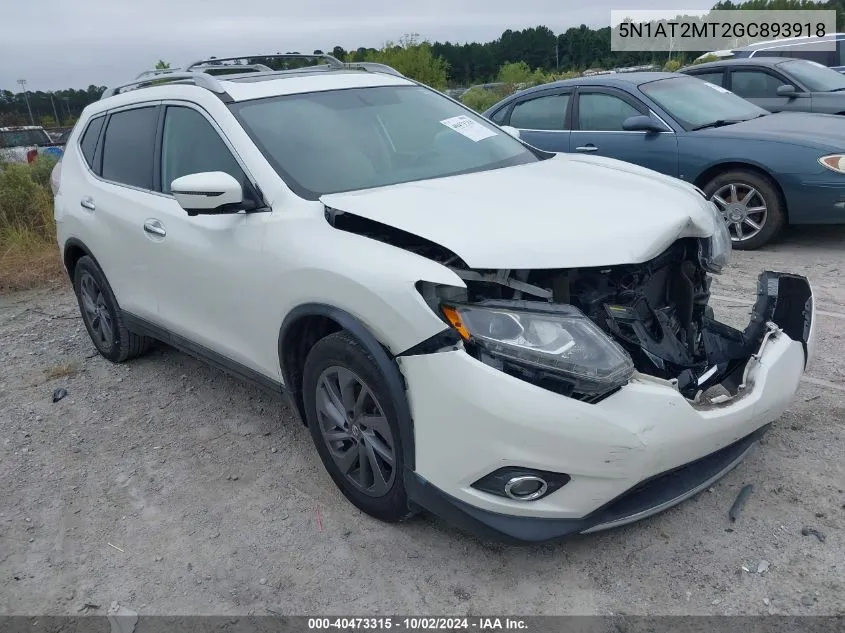 2016 Nissan Rogue Sl VIN: 5N1AT2MT2GC893918 Lot: 40473315