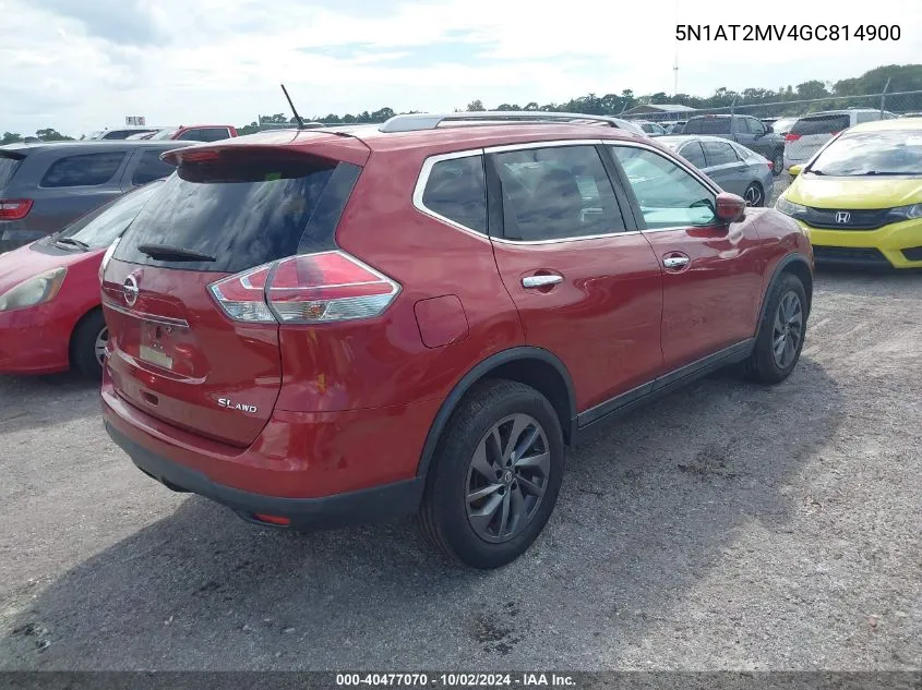 2016 Nissan Rogue S/Sl/Sv VIN: 5N1AT2MV4GC814900 Lot: 40477070