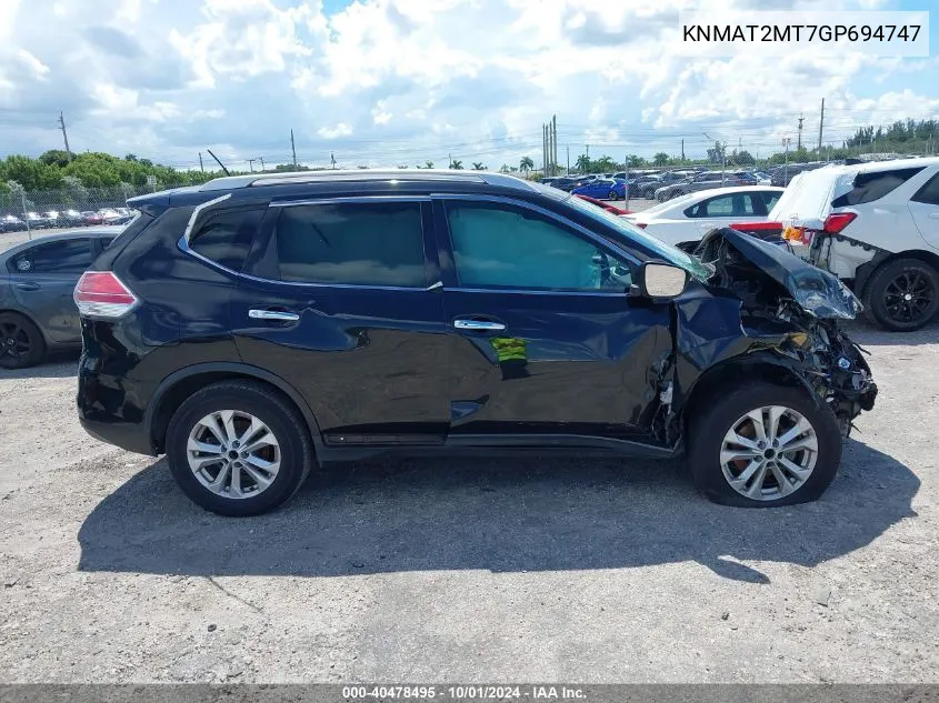 2016 Nissan Rogue Sv VIN: KNMAT2MT7GP694747 Lot: 40478495