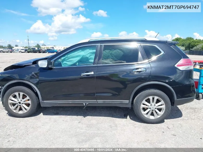 2016 Nissan Rogue Sv VIN: KNMAT2MT7GP694747 Lot: 40478495