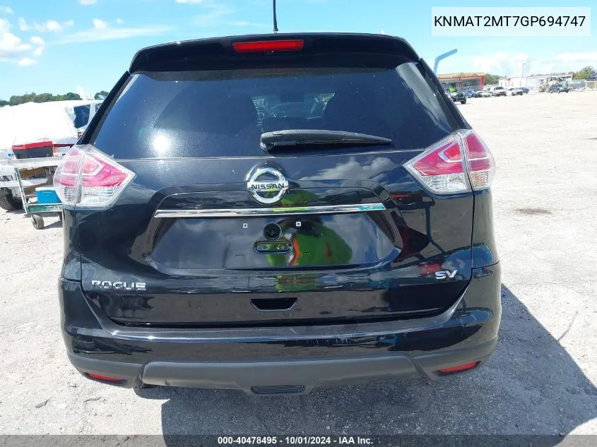 KNMAT2MT7GP694747 2016 Nissan Rogue Sv