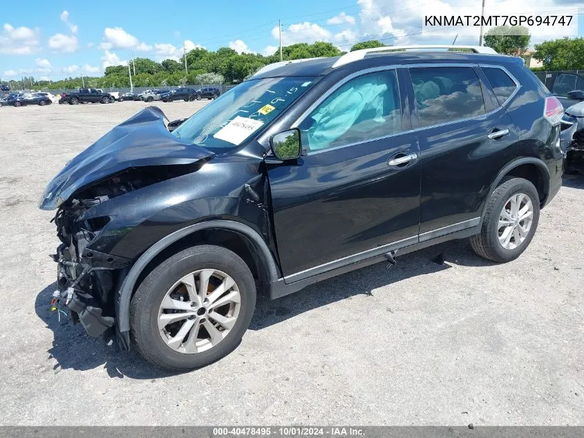 2016 Nissan Rogue Sv VIN: KNMAT2MT7GP694747 Lot: 40478495