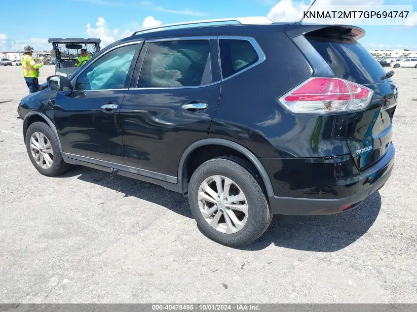 KNMAT2MT7GP694747 2016 Nissan Rogue Sv