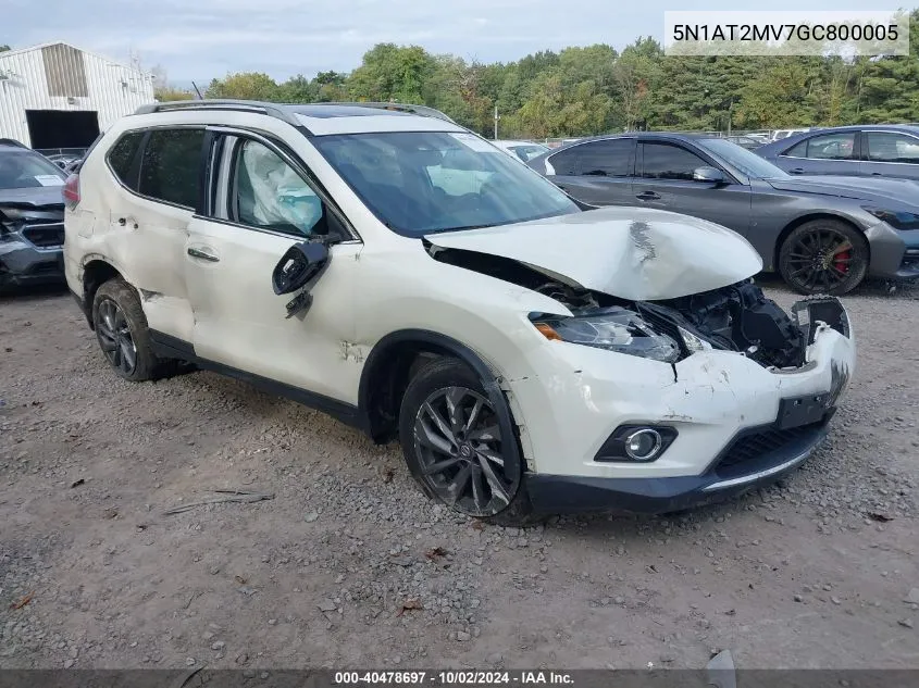 2016 Nissan Rogue Sl VIN: 5N1AT2MV7GC800005 Lot: 40478697