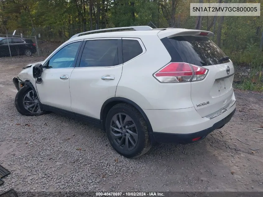 2016 Nissan Rogue Sl VIN: 5N1AT2MV7GC800005 Lot: 40478697