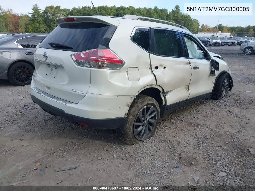 2016 Nissan Rogue Sl VIN: 5N1AT2MV7GC800005 Lot: 40478697