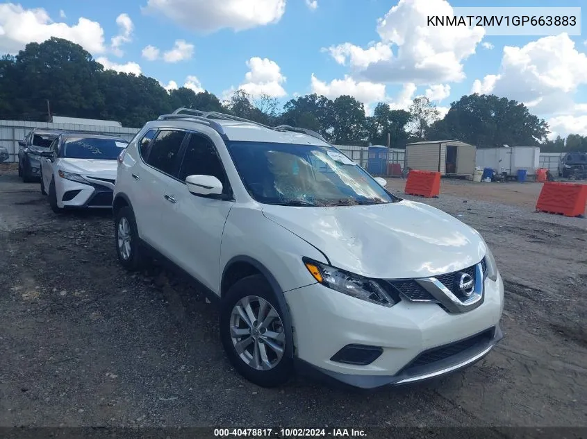 2016 Nissan Rogue Sv VIN: KNMAT2MV1GP663883 Lot: 40478817