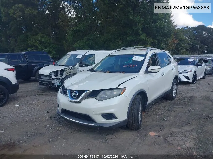 KNMAT2MV1GP663883 2016 Nissan Rogue Sv