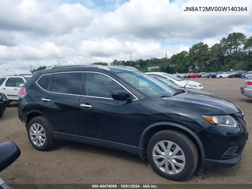 2016 Nissan Rogue S VIN: JN8AT2MV0GW140364 Lot: 40479059