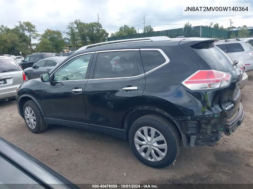 2016 Nissan Rogue S VIN: JN8AT2MV0GW140364 Lot: 40479059