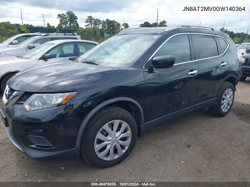 2016 Nissan Rogue S VIN: JN8AT2MV0GW140364 Lot: 40479059