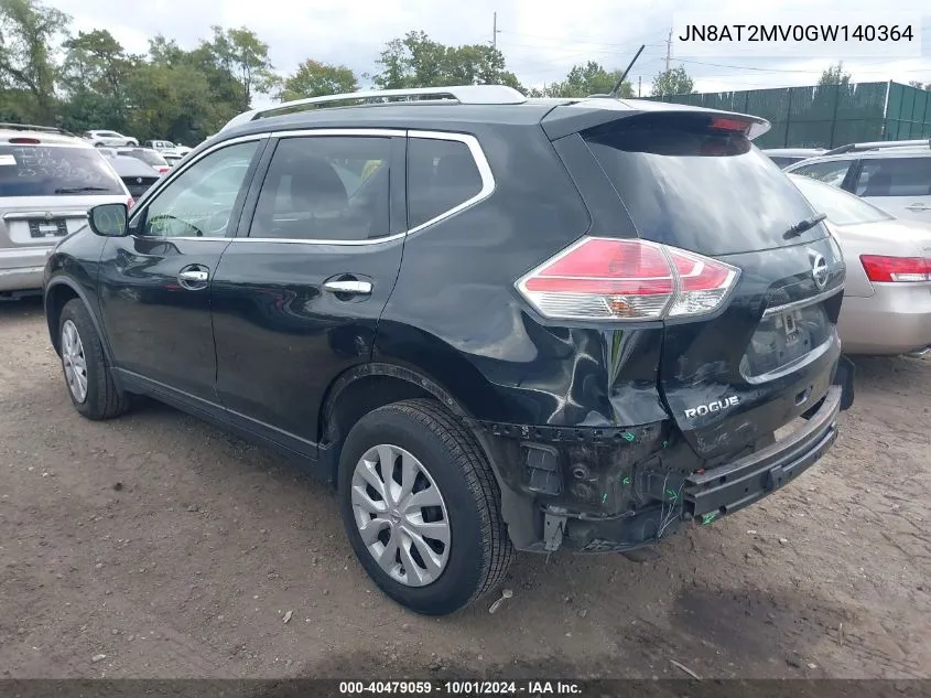 2016 Nissan Rogue S VIN: JN8AT2MV0GW140364 Lot: 40479059