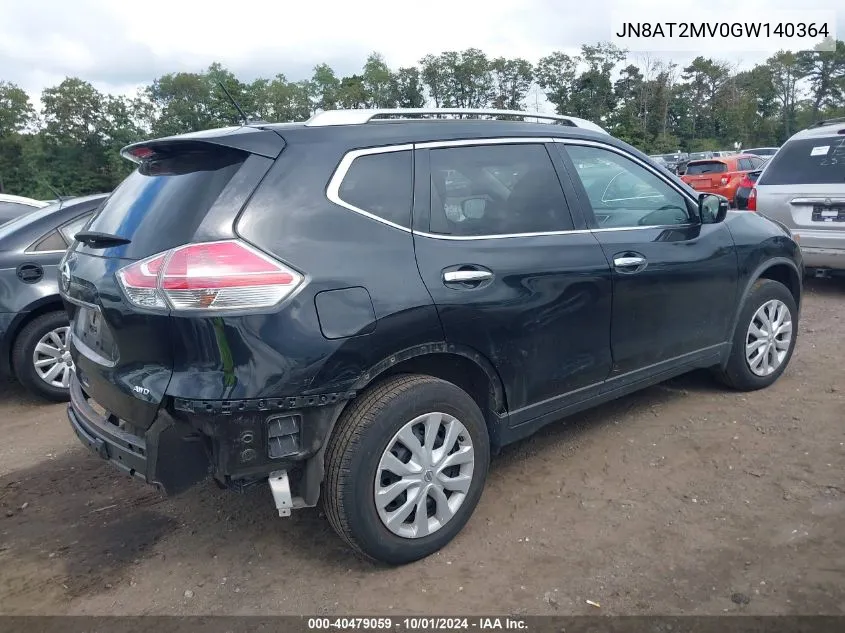 2016 Nissan Rogue S VIN: JN8AT2MV0GW140364 Lot: 40479059