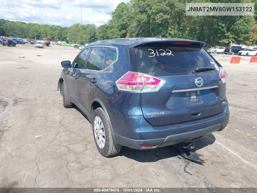 2016 Nissan Rogue S VIN: JN8AT2MV8GW153122 Lot: 40479476