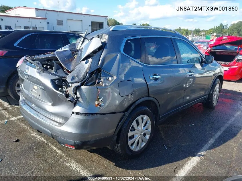 2016 Nissan Rogue S VIN: JN8AT2MTXGW001860 Lot: 40480553