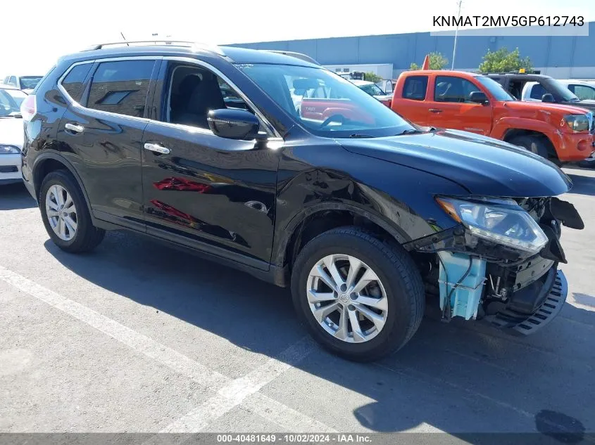 KNMAT2MV5GP612743 2016 Nissan Rogue Sv