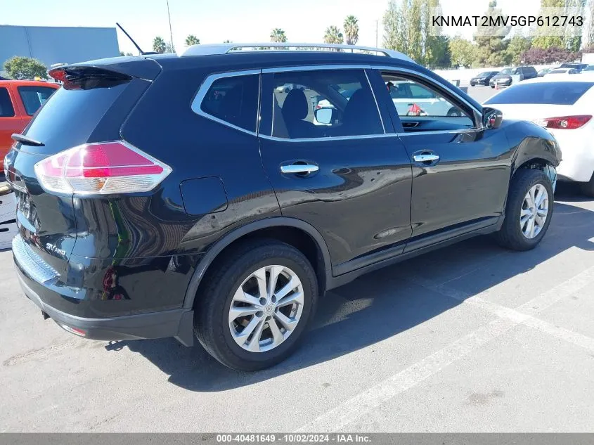 2016 Nissan Rogue Sv VIN: KNMAT2MV5GP612743 Lot: 40481649