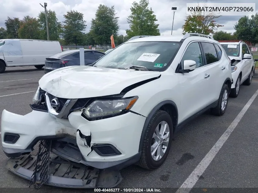 2016 Nissan Rogue Sv VIN: KNMAT2MV4GP729066 Lot: 40485277